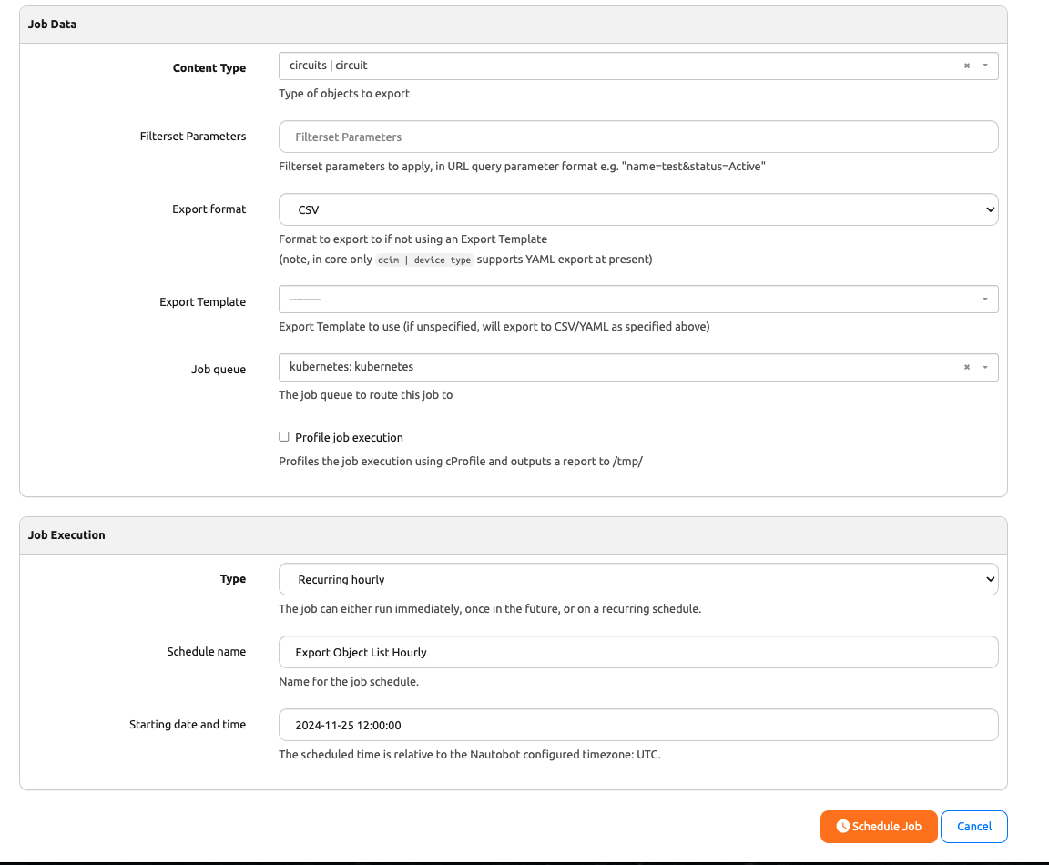 K8s Run Scheduled Job Form