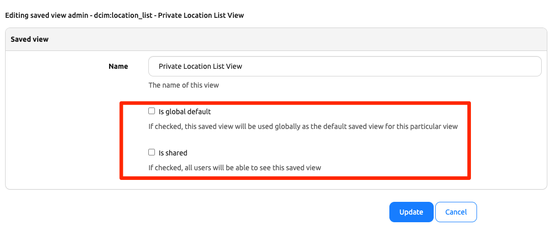 Saved View Edit View Unchecked